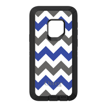 DistinctInk™ OtterBox Defender Series Case for Apple iPhone / Samsung Galaxy / Google Pixel - Blue Grey Chevron Stripes