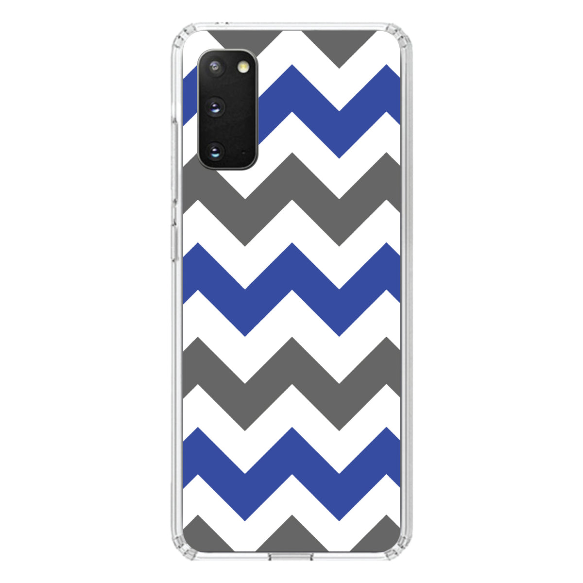 Blue Grey Chevron Stripes Clear Shockproof iPhone Case, view 13
