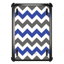 DistinctInk™ OtterBox Defender Series Case for Apple iPad / iPad Pro / iPad Air / iPad Mini - Blue Grey Chevron Stripes