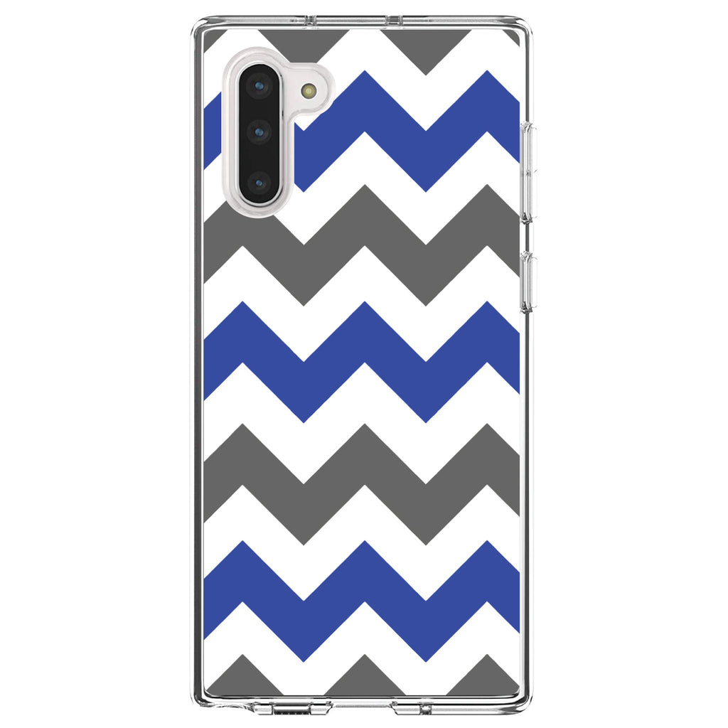 Blue Grey Chevron Stripes Clear Shockproof iPhone Case, view 9