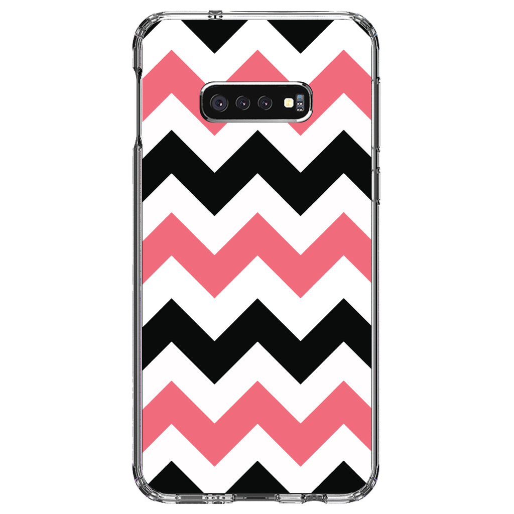 Black Pink Chevron Stripes Clear Shockproof iPhone Case, view 18
