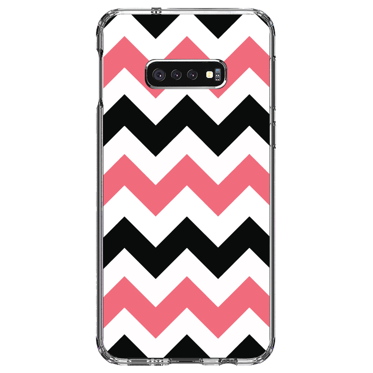 Black Pink Chevron Stripes Clear Shockproof iPhone Case, view 18