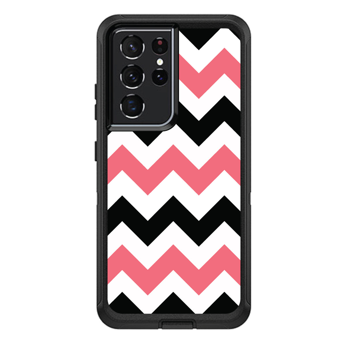 Black Pink Chevron Stripes OtterBox Defender Case for iPhone & Galaxy, view 7