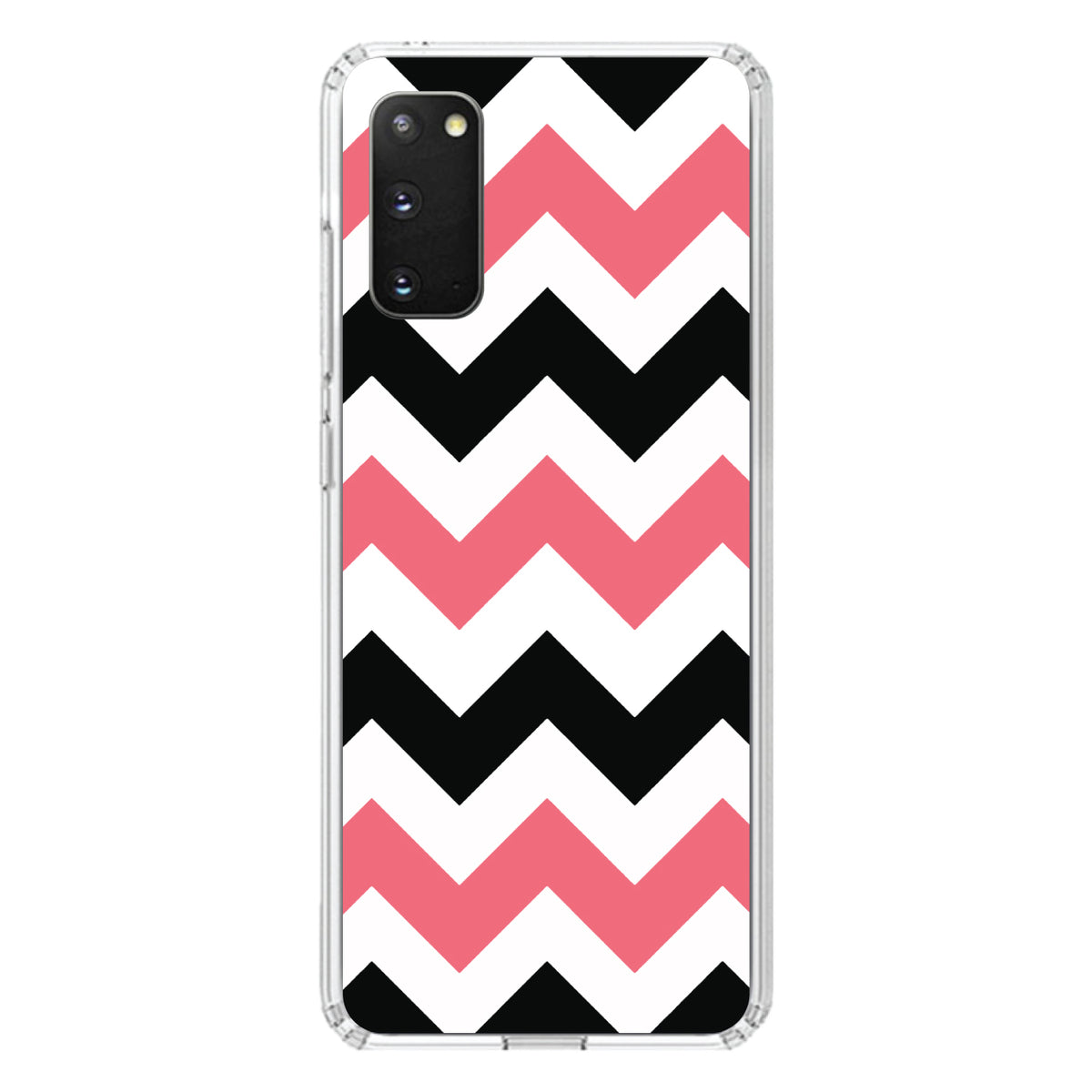 Black Pink Chevron Stripes Clear Shockproof iPhone Case, view 14