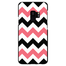 DistinctInk® Hard Plastic Snap-On Case for Apple iPhone or Samsung Galaxy - Black Pink Chevron Stripes