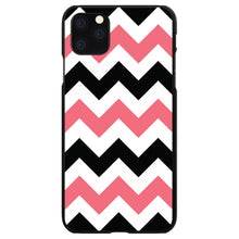 DistinctInk® Hard Plastic Snap-On Case for Apple iPhone or Samsung Galaxy - Black Pink Chevron Stripes