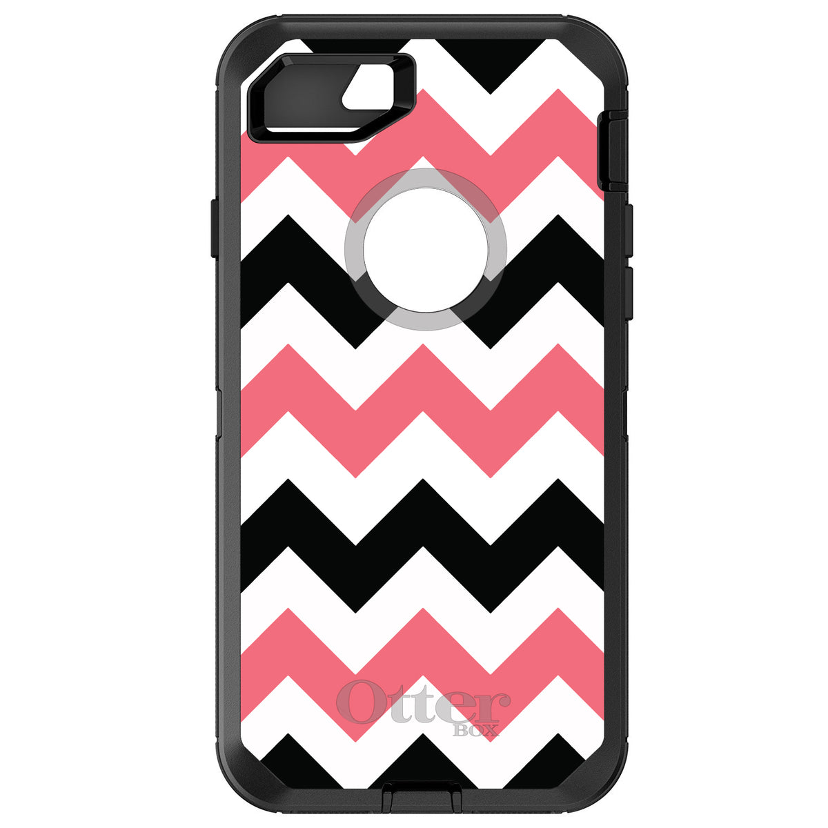 Black Pink Chevron Stripes OtterBox Defender Case for iPhone & Galaxy