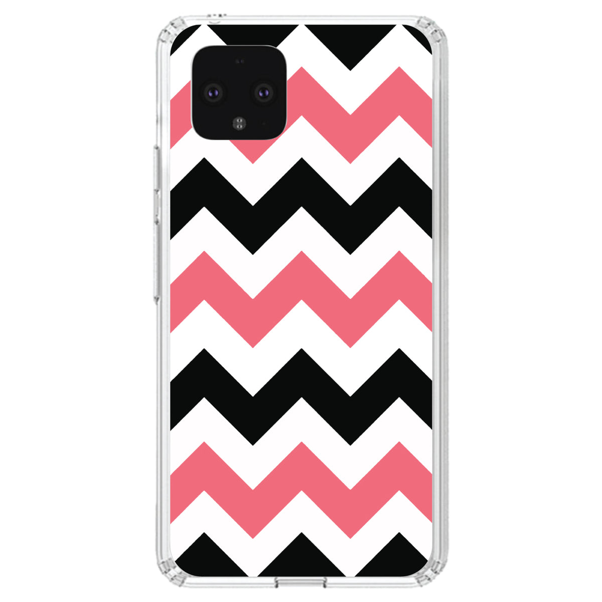 Black Pink Chevron Stripes Clear Shockproof iPhone Case, view 24