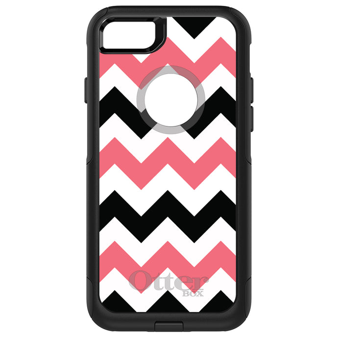 DistinctInk OtterBox Commuter Series Case for Apple iPhone or Samsung Galaxy - Black Pink Chevron Stripes