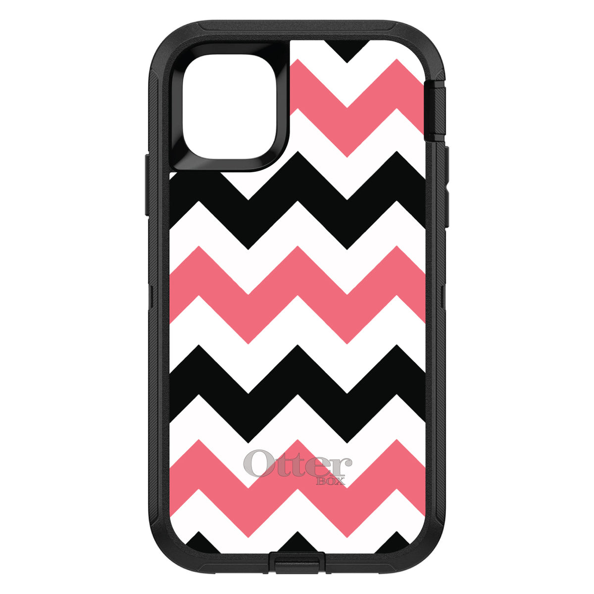 Black Pink Chevron Stripes OtterBox Defender Case for iPhone & Galaxy, view 2