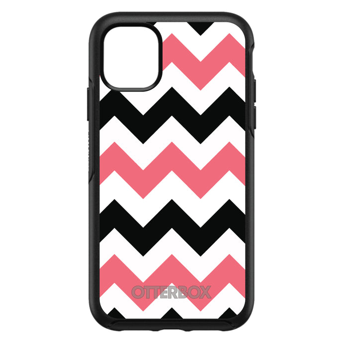 DistinctInk™ OtterBox Symmetry Series Case for Apple iPhone / Samsung Galaxy / Google Pixel - Black Pink Chevron Stripes