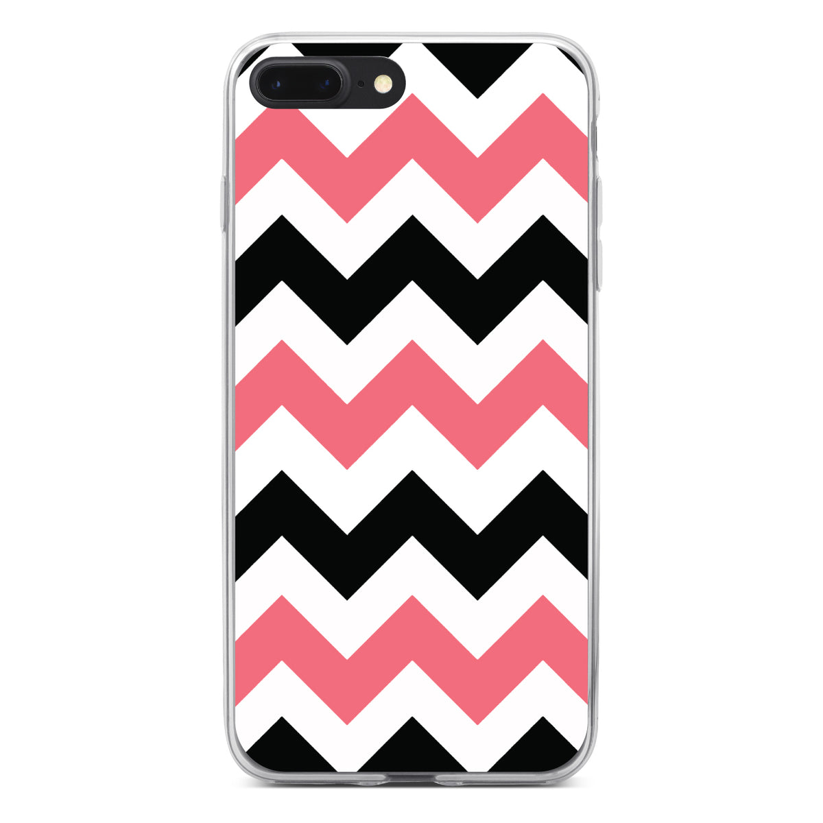 Black Pink Chevron Stripes Clear Shockproof iPhone Case, view 6