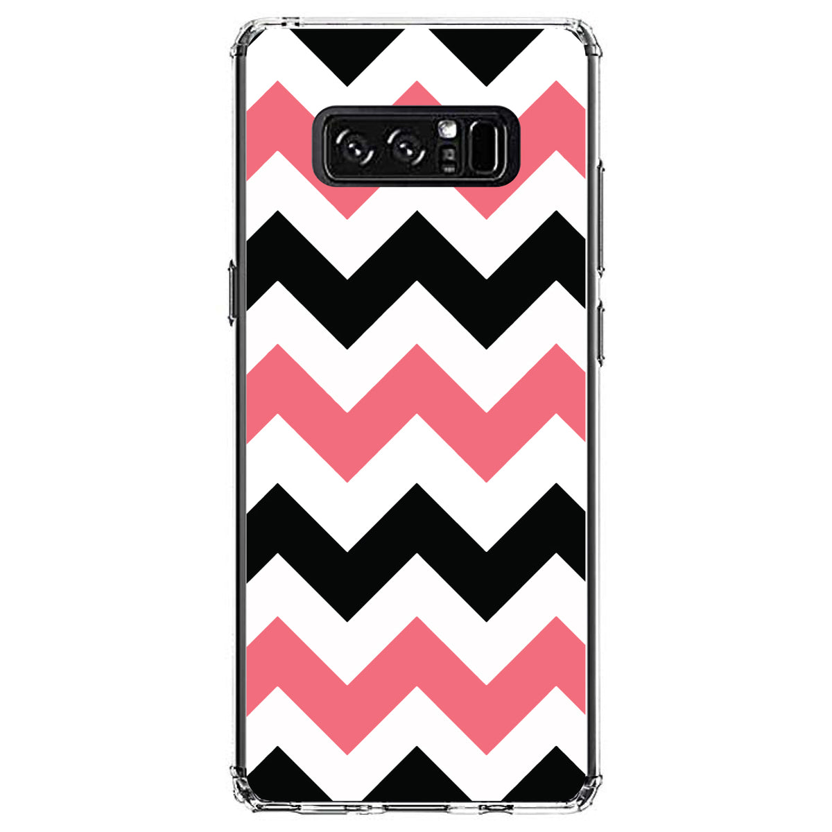 Black Pink Chevron Stripes Clear Shockproof iPhone Case, view 12