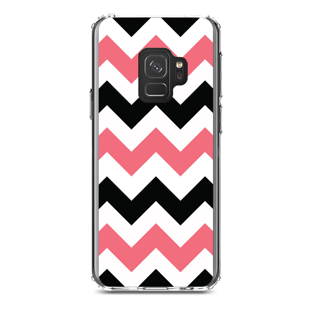 Black Pink Chevron Stripes Clear Shockproof iPhone Case, view 19