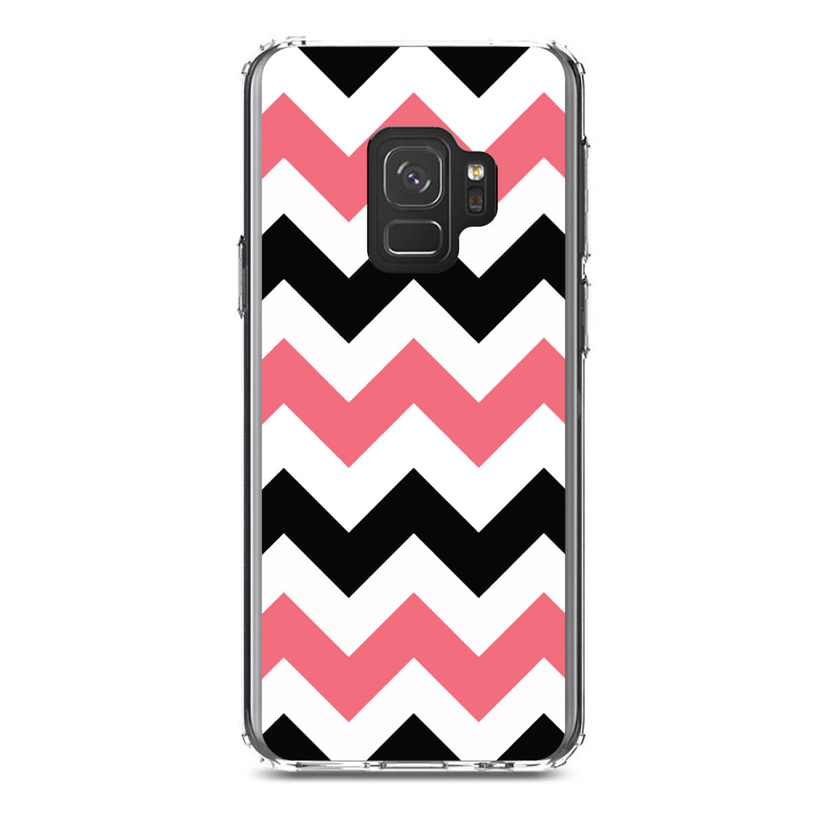Black Pink Chevron Stripes Clear Shockproof iPhone Case, view 19