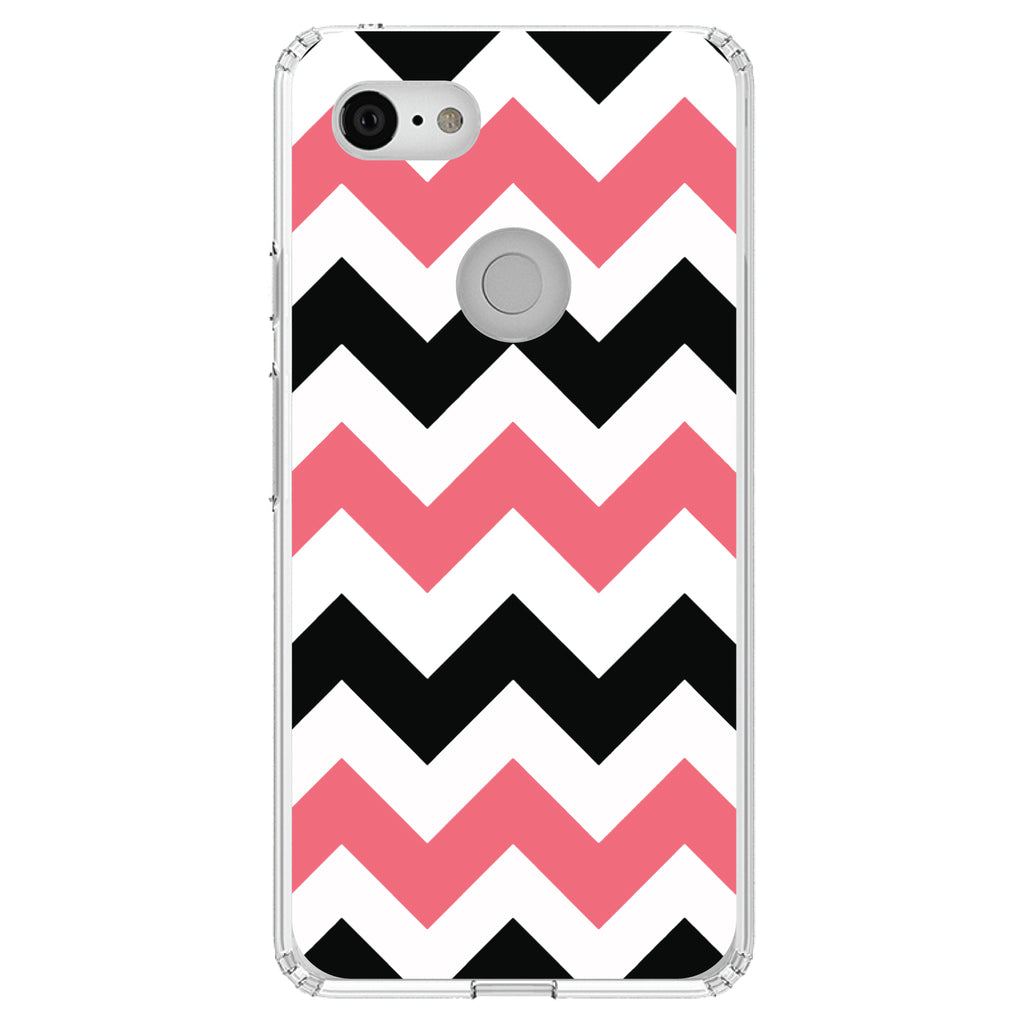 Black Pink Chevron Stripes Clear Shockproof iPhone Case, view 21