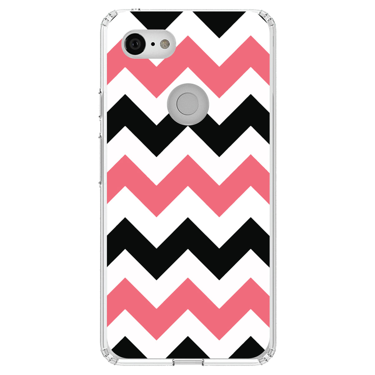 Black Pink Chevron Stripes Clear Shockproof iPhone Case, view 21