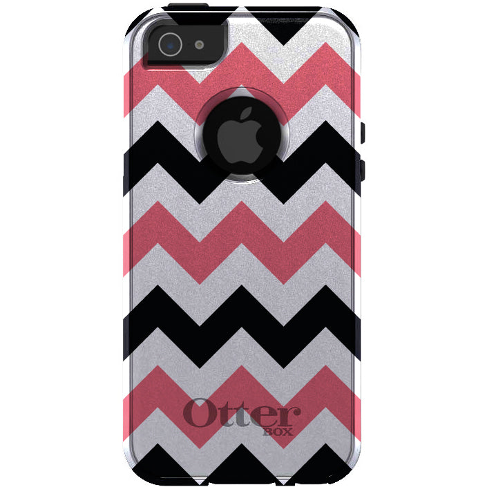 Black Pink Chevron Stripes OtterBox Commuter Case for iPhone & Galaxy, view 5