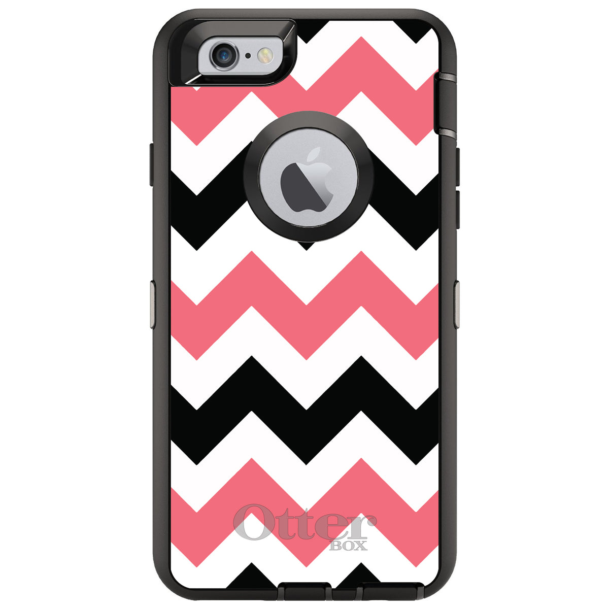 Black Pink Chevron Stripes OtterBox Defender Case for iPhone & Galaxy, view 4