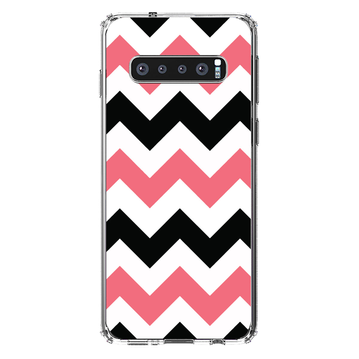 Black Pink Chevron Stripes Clear Shockproof iPhone Case, view 16