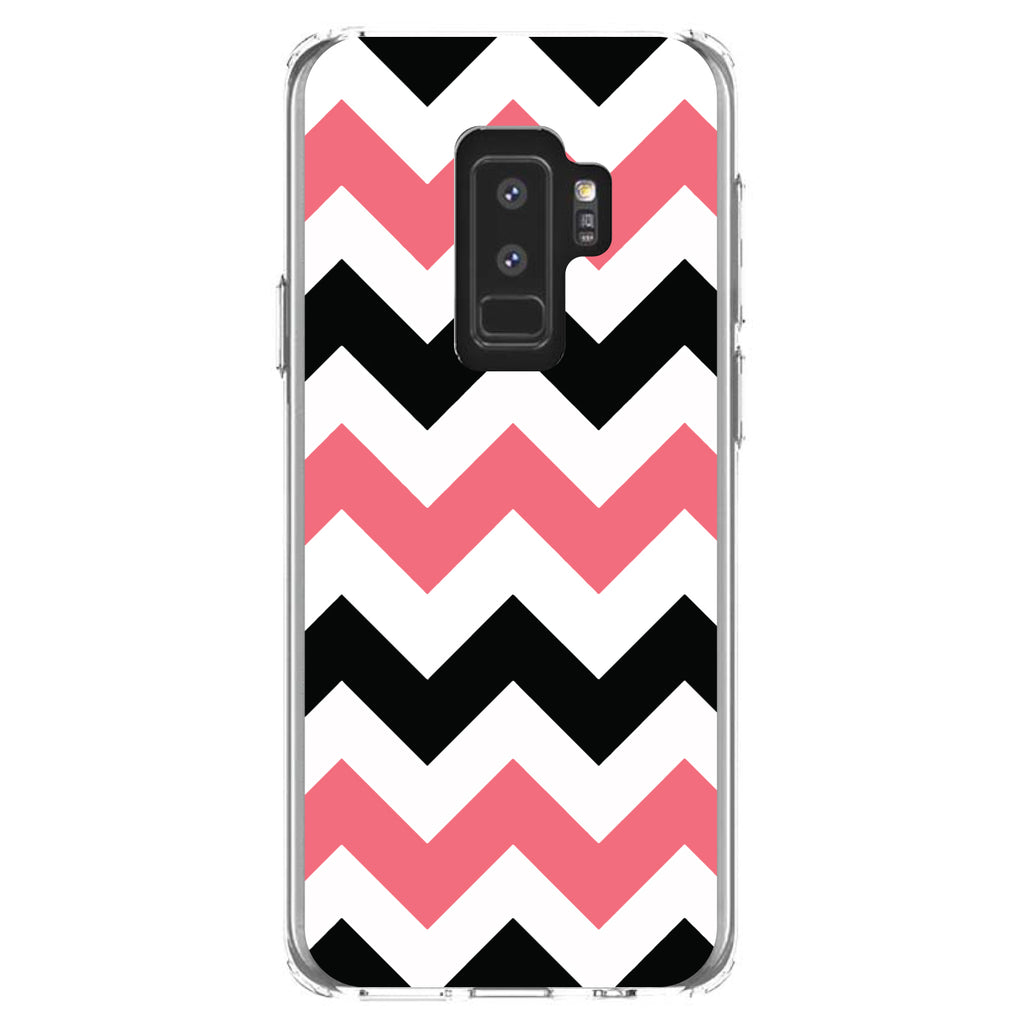 Black Pink Chevron Stripes Clear Shockproof iPhone Case, view 20