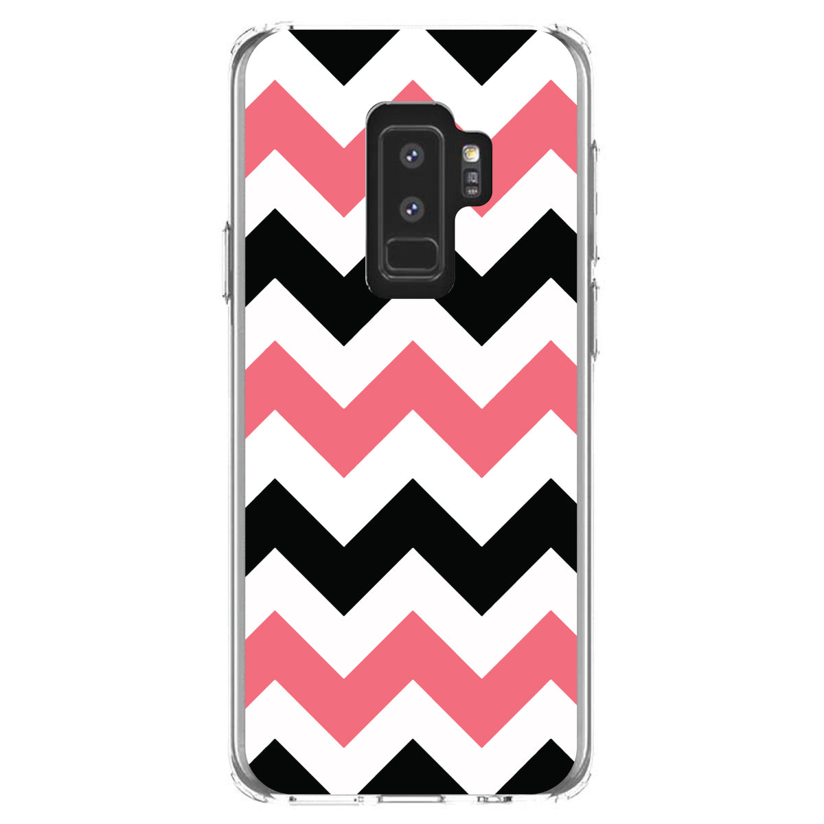 Black Pink Chevron Stripes Clear Shockproof iPhone Case, view 20