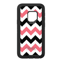 DistinctInk™ OtterBox Defender Series Case for Apple iPhone / Samsung Galaxy / Google Pixel - Black Pink Chevron Stripes