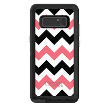 DistinctInk™ OtterBox Defender Series Case for Apple iPhone / Samsung Galaxy / Google Pixel - Black Pink Chevron Stripes