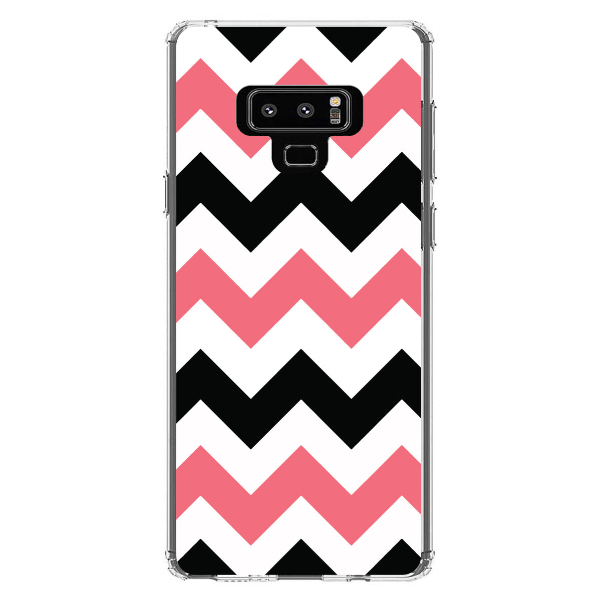 Black Pink Chevron Stripes Clear Shockproof iPhone Case, view 11
