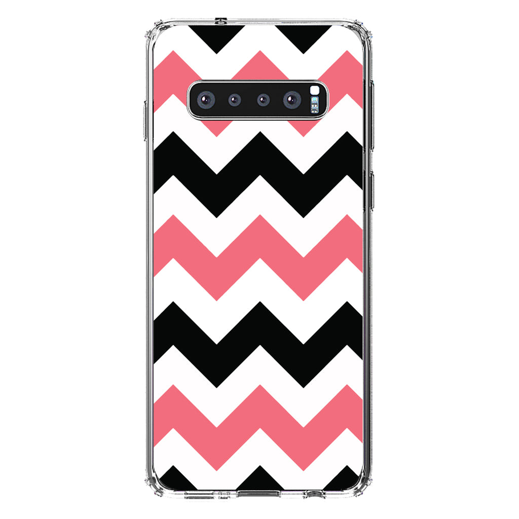 Black Pink Chevron Stripes Clear Shockproof iPhone Case, view 17