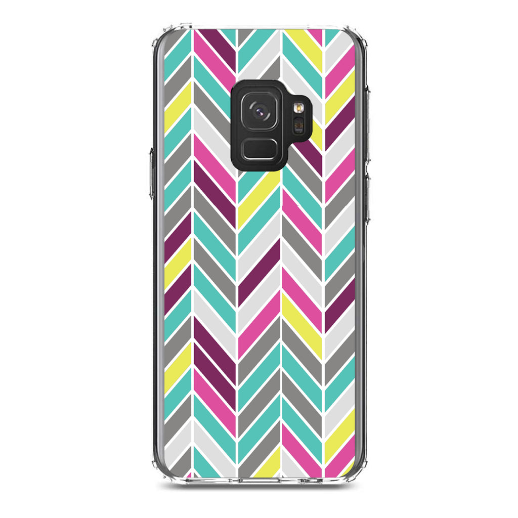 Pink Purple Teal Herringbone Clear Shockproof iPhone Case, view 19