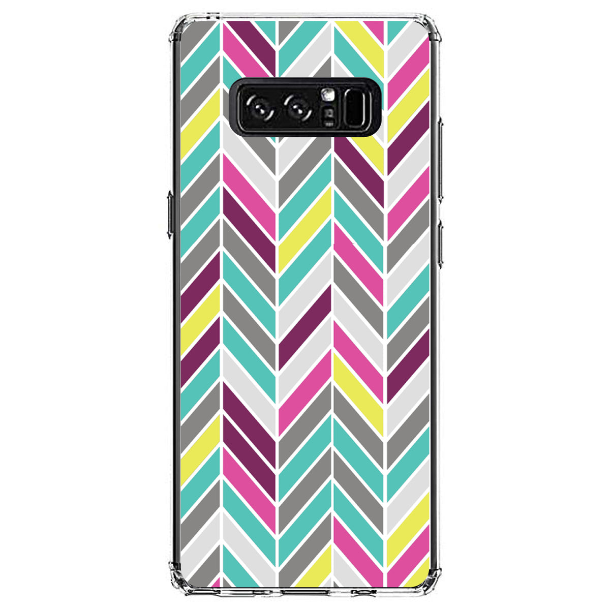 Pink Purple Teal Herringbone Clear Shockproof iPhone Case, view 12