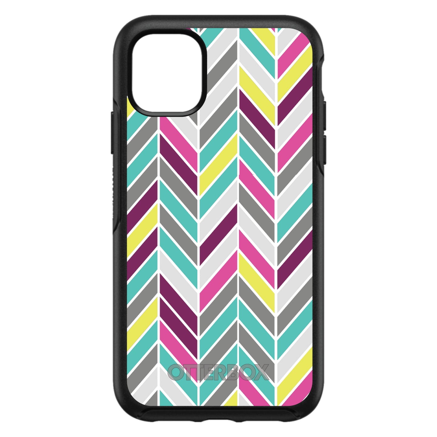 DistinctInk™ OtterBox Symmetry Series Case for Apple iPhone / Samsung Galaxy / Google Pixel - Pink Purple Teal Herringbone