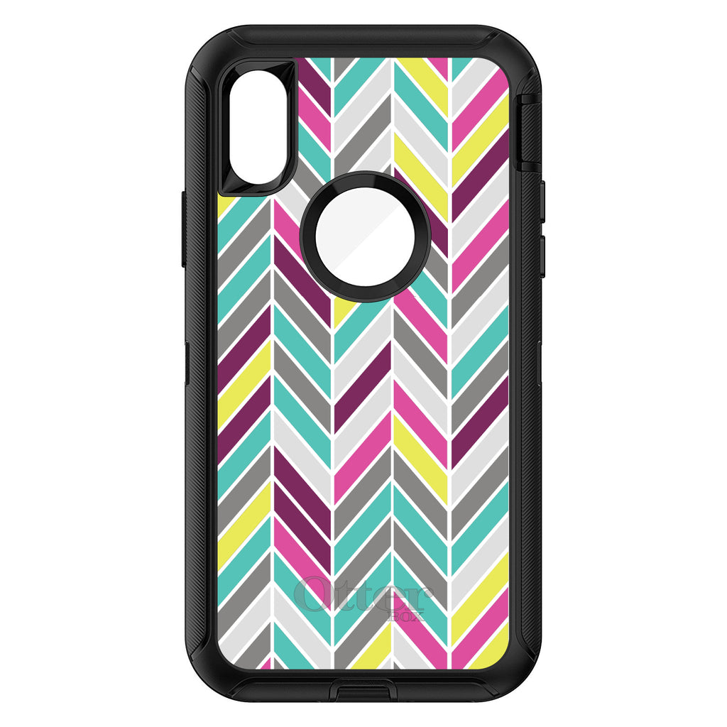 Pink Purple Teal Herringbone OtterBox Defender Case for iPhone & Galaxy, view 3