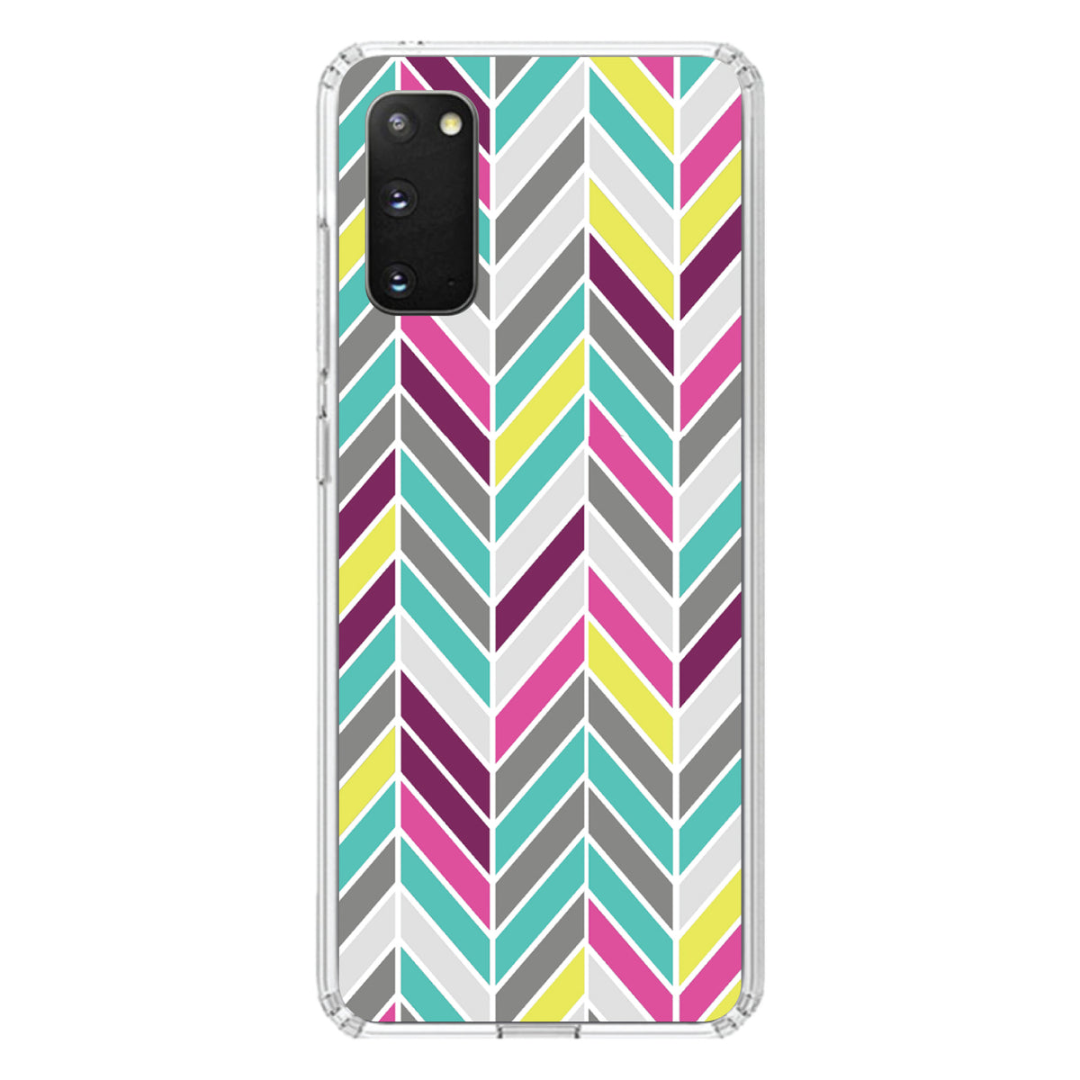 Pink Purple Teal Herringbone Clear Shockproof iPhone Case, view 13