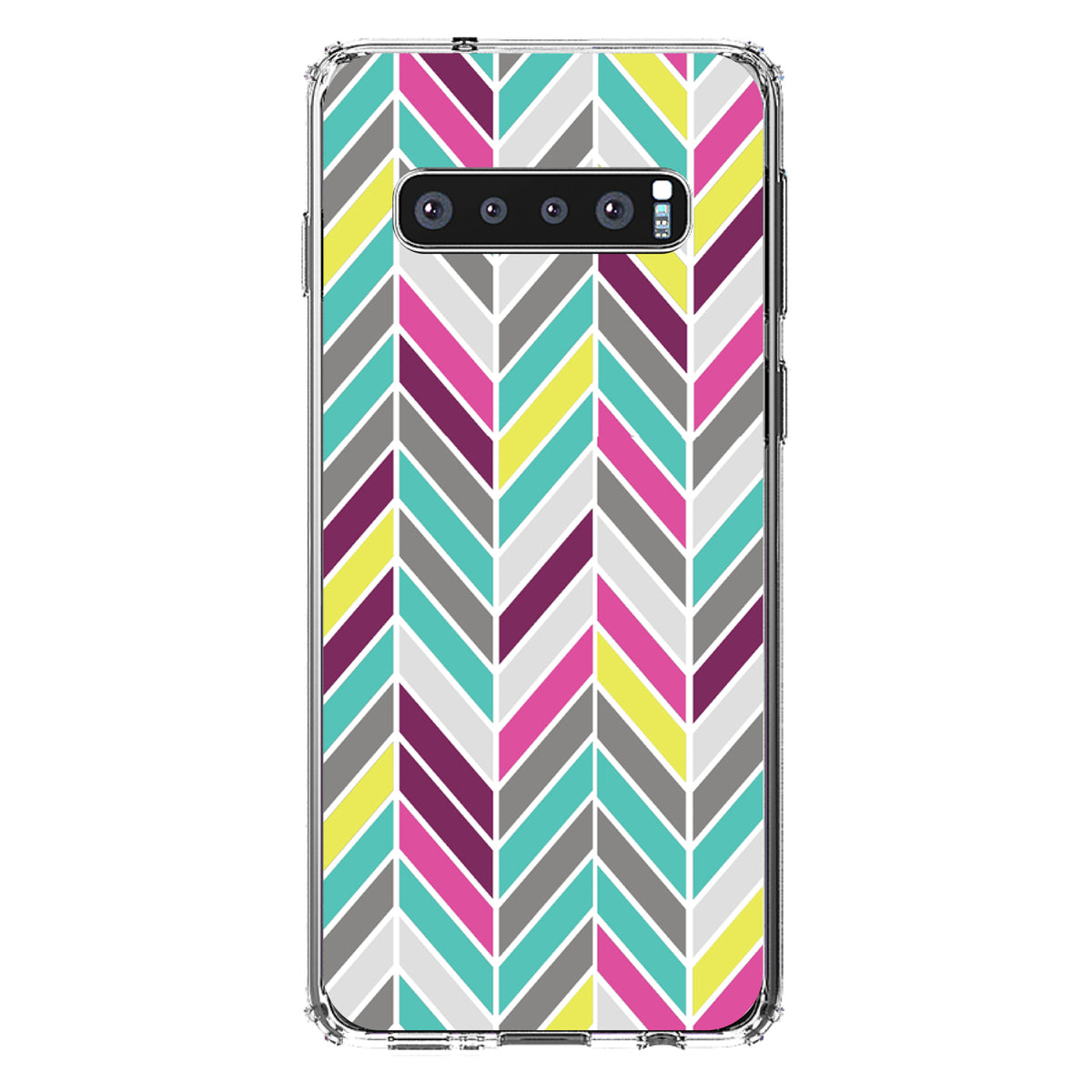 Pink Purple Teal Herringbone Clear Shockproof iPhone Case, view 16