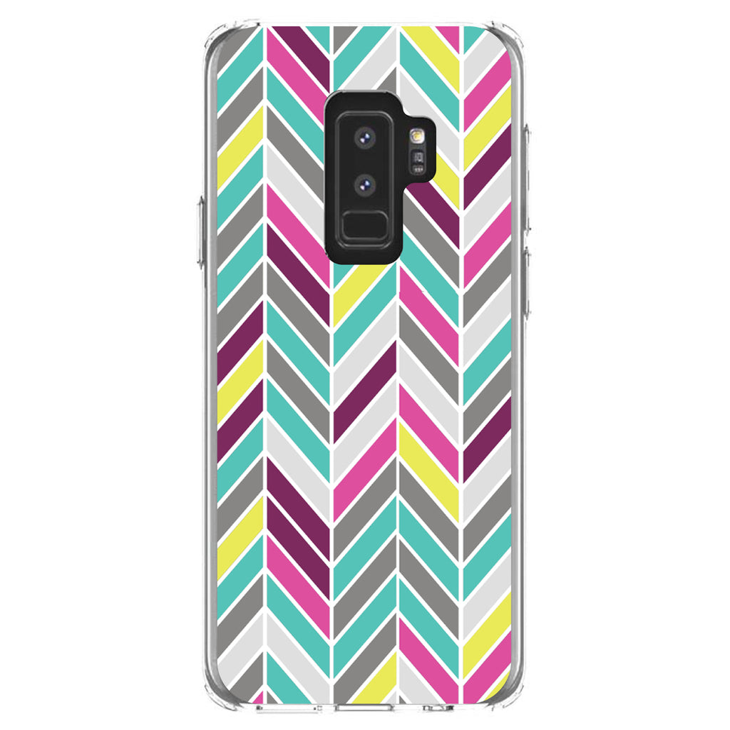 Pink Purple Teal Herringbone Clear Shockproof iPhone Case, view 20