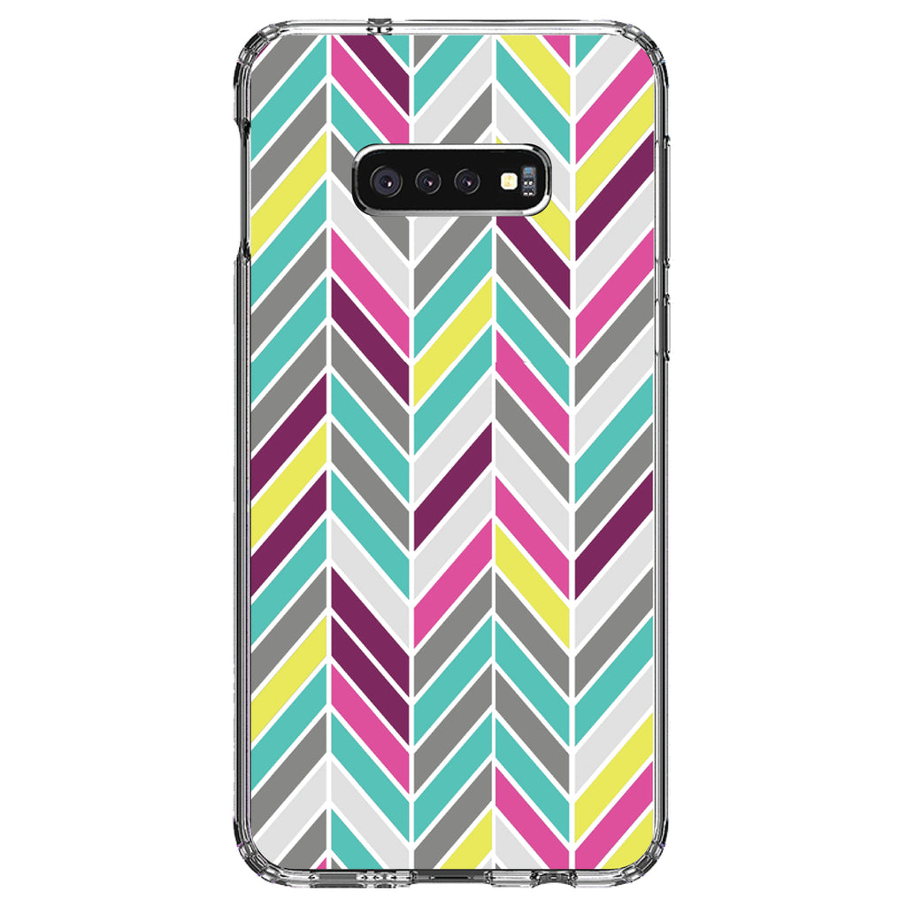Pink Purple Teal Herringbone Clear Shockproof iPhone Case, view 18