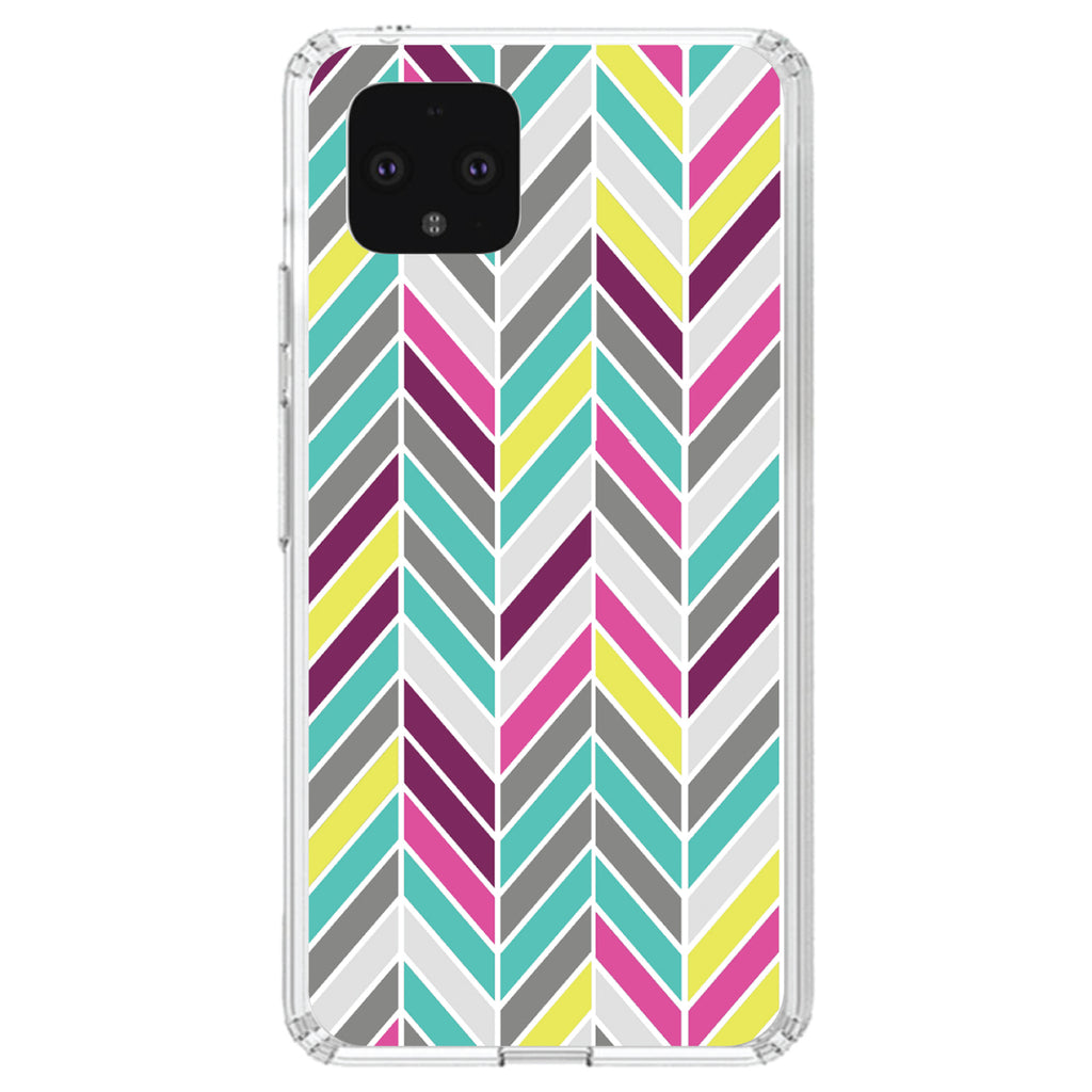Pink Purple Teal Herringbone Clear Shockproof iPhone Case, view 24