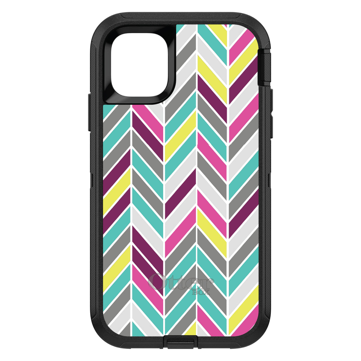 Pink Purple Teal Herringbone OtterBox Defender Case for iPhone & Galaxy, view 2