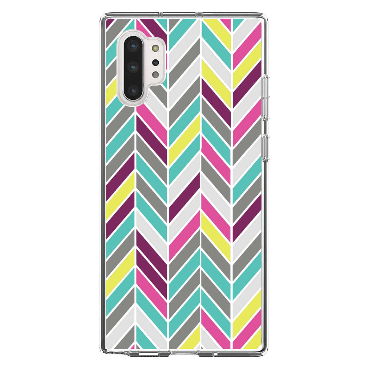 Pink Purple Teal Herringbone Clear Shockproof iPhone Case, view 10