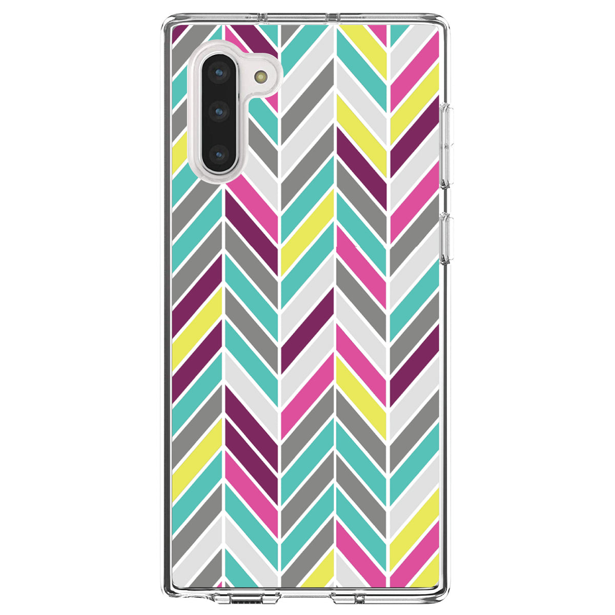 Pink Purple Teal Herringbone Clear Shockproof iPhone Case, view 9
