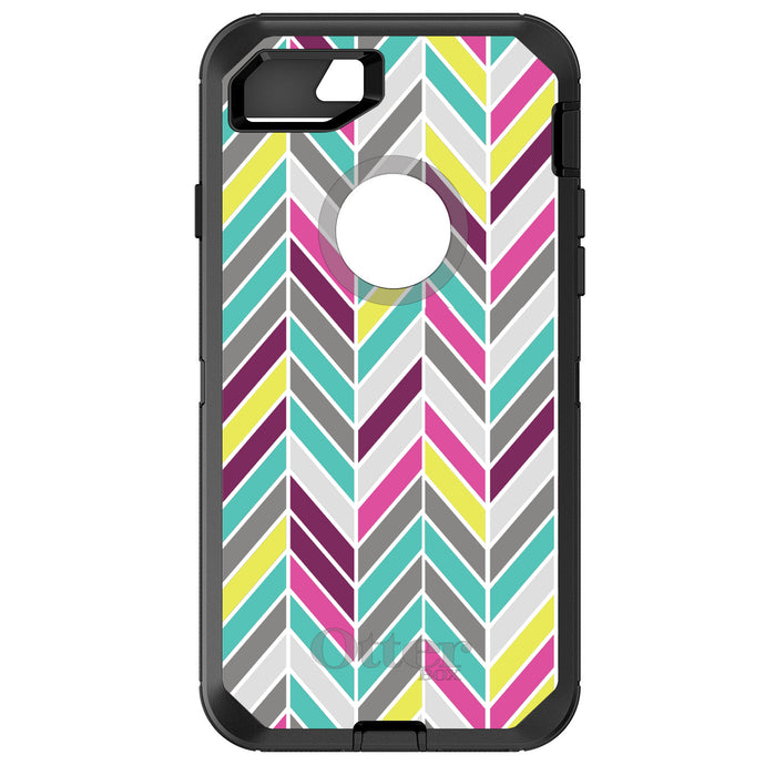 DistinctInk™ OtterBox Defender Series Case for Apple iPhone / Samsung Galaxy / Google Pixel - Pink Purple Teal Herringbone