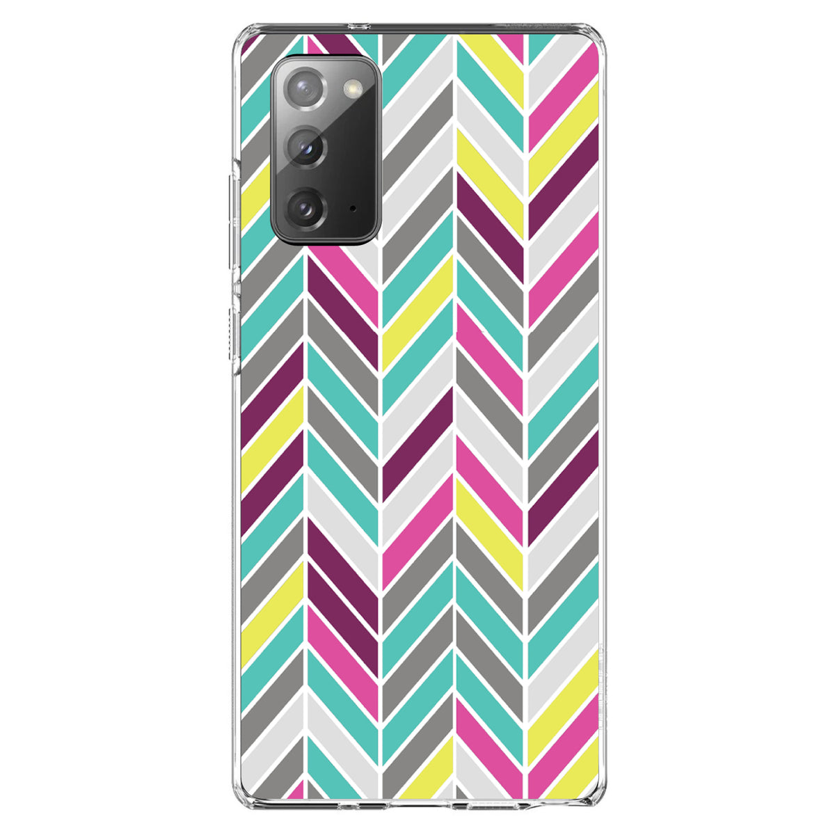 Pink Purple Teal Herringbone Clear Shockproof iPhone Case, view 7