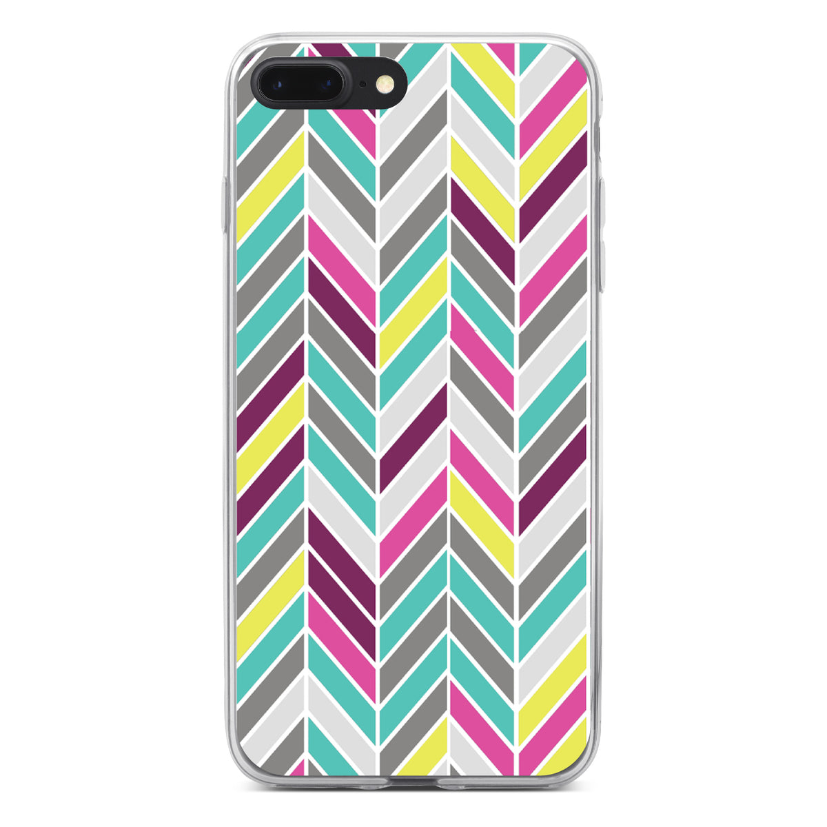 Pink Purple Teal Herringbone Clear Shockproof iPhone Case, view 6