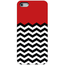 DistinctInk® Hard Plastic Snap-On Case for Apple iPhone or Samsung Galaxy - Black White Red Chevron