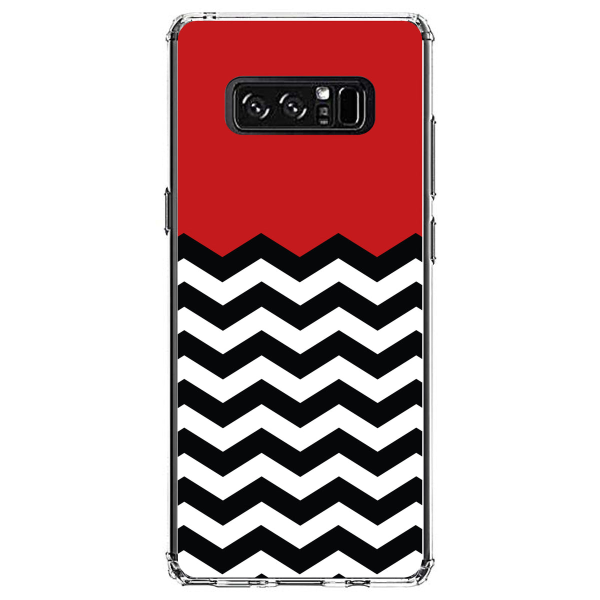 Black White Red Chevron Clear Shockproof iPhone Case, view 12