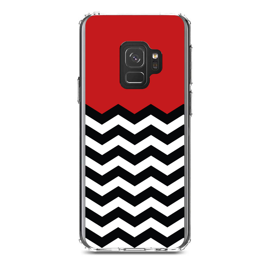 Black White Red Chevron Clear Shockproof iPhone Case, view 19