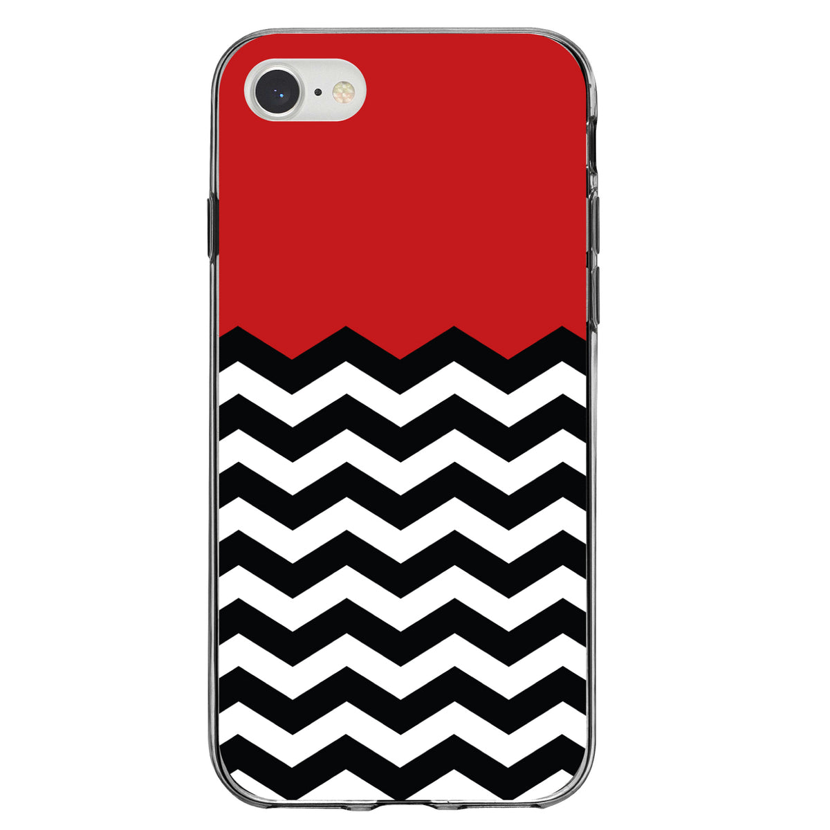 Black White Red Chevron Clear Shockproof iPhone Case, view 5
