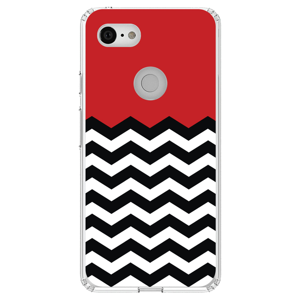 Black White Red Chevron Clear Shockproof iPhone Case, view 21
